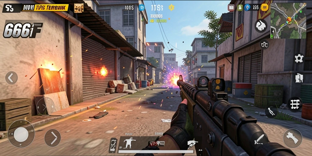 Tampilan action seru dalam gameplay 666F yang mendebarkan.