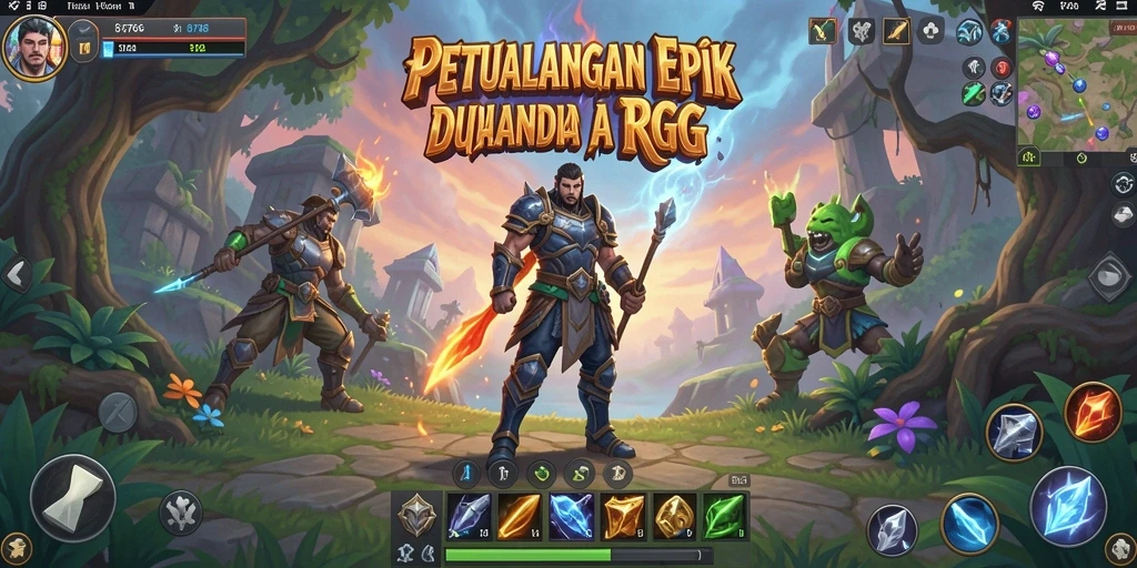 Tangkapan layar dalam game RPG menampilkan karakter dalam pertarungan epik.