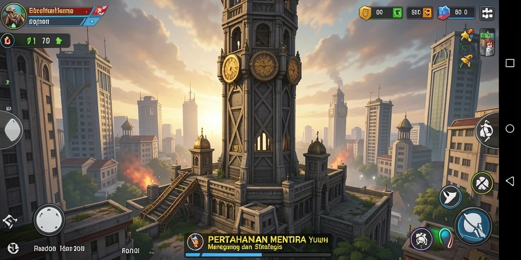 Tangkapan layar gameplay F08 menampilkan aksi menara pertahanan yang mendebarkan.