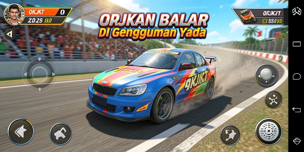 Tampilan menarik dari gameplay balapan OKJKT yang seru.
