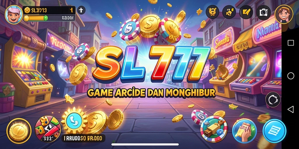 Screenshot utama SL777 menampilkan gameplay Arcade yang penuh aksi.