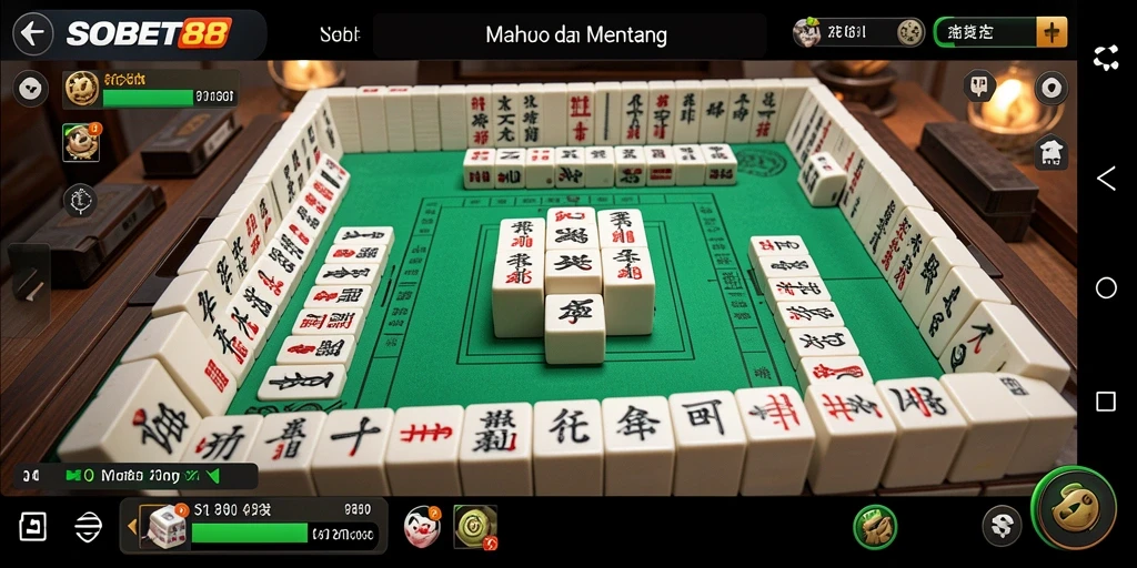 Tampilan gameplay Mahjong yang seru dan mendebarkan di SOBET88.