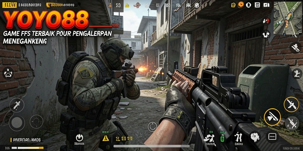 Menampilkan gameplay seru dari YOYO88 dalam pertempuran FPS.